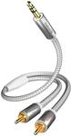 inakustik Premium Klinke 3,5 > 2 x RCA 3 m HiFi Audio Kabel Grau