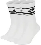 NIKE Unisex 3er Pack Sportsocken - Everyday Essential Stripe, einfarbig Wei&szlig;/Schwarz
