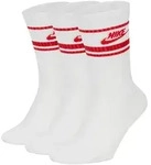 NIKE Unisex 3er Pack Sportsocken - Everyday Essential Stripe, einfarbig Wei&szlig;/Rot /