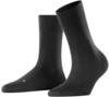 FALKE Damen Socken - Sensitive New York, Bündchen, Logo, einfarbig, lang Schwarz