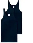 SCHIESSER Herren Unterhemd 2er Pack - &auml;rmellos, Cotton Essentials, Feinripp Blau M