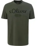 s.Oliver Herren T-Shirt - Basic, Logoprint, Rundhals, Baumwolle Dunkelgr&uuml;n / S