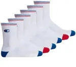 Champion Unisex Socken, 6 Paar - Crew Socken, Logo, Streifen Wei&szlig; EU 35-38