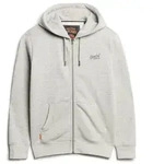 Superdry Herren Sweatjacke - Essential Logo Zip Hoodie, Kapuze, einfarbig Grau / S