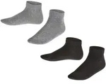 FALKE Kinder Sneakersocken, 2er Pack - Happy, Kurzsocken, einfarbig Schwarz/Grau /