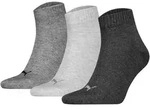 PUMA Unisex Quartersocken, 3er Pack - Quarter Plain 3P, Logo, einfarbig Grau / 39-42