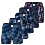 MG-1 Herren Web-Boxer, 5er Pack - Classic Boxer-Shorts, gemustert, Spar-Pack Blau/Rot