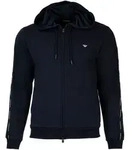 EMPORIO ARMANI Herren Sweatjacke mit Kapuze - BASIC TERRY, Zipper, Baumwoll-Mix Blau