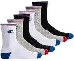 Champion Unisex Socken, 6 Paar - Crew Socken, Logo, Streifen Schwarz/Wei&szlig;/Grau...