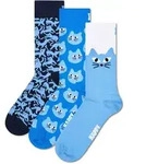 Happy Socks 3er Pack Unisex Socken - Geschenkbox, gemischte Farben Blue Cats /...