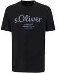 s.Oliver Herren T-Shirt - Basic, Logoprint, Rundhals, Baumwolle Schwarz / M