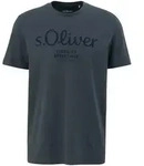 s.Oliver Herren T-Shirt - Basic, Logoprint, Rundhals, Baumwolle Dunkelgrau / M