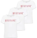 MUSTANG Damen T-Shirt 3er Pack - Alma, Baumwolle, Rundhals, Logo Wei&szlig; / L
