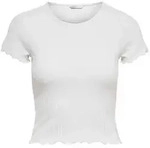 ONLY Damen T-Shirt - ONLEMMA SHORT TOP, Rundhals, Cropped, gerippt, einfarbig Wei&szlig;