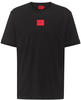 HUGO Herren T-Shirt - Diragolino212 Rundhals, Logo,1/2-Arm, Baumwolle Schwarz L