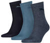PUMA Unisex Sportsocken, 3 Paar - Short Crew Socks, Tennissocken, einfarbig Blau
