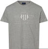 GANT Herren T-Shirt - REG TONAL SHIELD T-SHIRT, Rundhals, Baumwolle, Stickerei Grau M