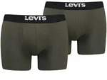 Levi's Herren Boxershorts, 2er Pack - Solid Basic Boxer Brief Organic, Logobund Khaki