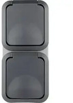 AquaStorm Steckdose Senkrecht, Aufputz grau - 162 x 75 x 57 mm - 2-fach