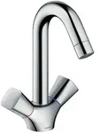 Zweigriff-Waschtischmischer Hansgrohe Logis, Ausladung 145 mm, mit Zugstange, chrom -