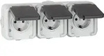 Aufputz-Steckdose, IP44, Schuko, waagrecht, grau D 6633 WAB - 3-fach