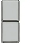 Aufputz-SCHUKO-Steckdose, senkrecht, IP44 - 151 x 66 x 54 mm - 2-fach