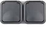 AquaStorm Steckdose Waagrecht, Aufputz grau - 81 x 152 x 57 mm - 2-fach