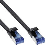 InLine&reg; Patchkabel flach, U/FTP, Cat.6A, TPE halogenfrei, schwarz, 0,3m