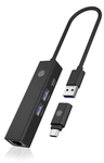ICY BOX IB-HUB1439-LAN Kabelgebunden USB 3.2 Gen 1 (3.1 Gen 1) Type-A Schwarz
