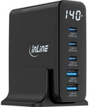 InLine&reg; USB PD Netzteil, GaN Ladeger&auml;t, 5-Port, USB-C + USB-A, 140W, mit Display