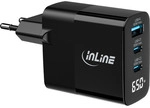 InLine&reg; USB PD Netzteil, GaN Ladeger&auml;t, 3-Port, USB-C + USB-A, 65W, mit Display