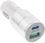 InLine&reg; USB 36W KFZ Ladeger&auml;t QC 3.0, USB-A + USB-C, PD 3.0, 12/24V DC, wei&szlig;
