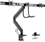 InLine&reg; Tischhalterung mit Lifter+USB, beweglich, f&uuml;r 3 Monitore bis 69cm (27)