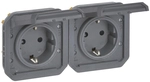 Legrand 069879L Plexo New Einsatz IP44 Steckdose 2f grau f. Einbau in Geh&auml;use
