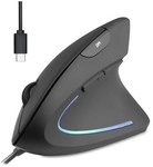 Perixx PERIMICE-513 C Vertikale Ergonomie-Maus, USB-C, schwarz, Rechtsh&auml;nder
