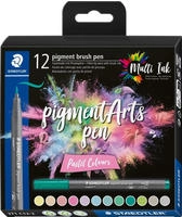 STAEDTLER MultiInk Pigment Arts brush pen 12er-Set Pastel retail