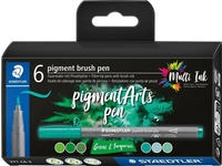 STAEDTLER MultiInk Pigment Arts brush pen 6er-Set gr&uuml;n&t&uuml;rki retail