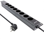 InLine&reg; 19 Steckdosenleiste, 8-fach Schutzkontakt, ohne Schalter, 2m, schwarz
