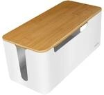 Logilink Kabelbox wei&szlig; mit Bambus-Deckel 320x140x130mm