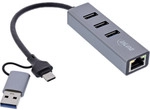 InLine&reg; 4in1 Gigabit Hub, USB-C & USB-A, 1x RJ45, 3x USB 3.2 Gen.1