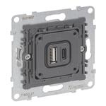 Legrand 765027 SEANO Einsatz 2f USB-Ladesteckdose Typ A+C m.Ladestrom 3