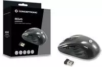 CONCEPTRONIC Reisemaus WLS USB-A/1600DPI/6Tasten R schwarz