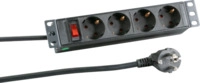 10? 1HE Steckdosenleiste 4 x CEE 7/3 mit, Schalter, im Aluprofil, schwarz