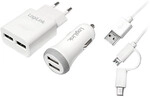 Logilink USB-A Charging Kit, 10.5 W / 10 W, 2-port, 2x USB-A, White
