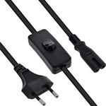 InLine&reg; Euro Netzkabel mit Schalter, CEE7/16 zu IEC-C7, schwarz, 0,5m