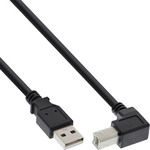 InLine&reg; USB 2.0 Kabel USB-A auf USB-B, unten abgewinkelt, schwarz, 1m