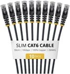 STARTECH.COM 50cm Black Slim CAT6 Cable 10 Pack Snagless 100W PoE UTP LSZH...