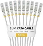 STARTECH.COM 25cm Gray Slim CAT6 Cable 10 Pack Snagless 100W PoE UTP LSZH 28AWG...
