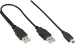 InLine&reg; USB Mini-Y-Kabel, 2x Stecker A an Mini-B Stecker (5pol.), 1,5m