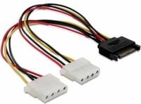 DELOCK Stromkabel SATA 15Pin -> 2x Molex 4Pin St/Bu 0.20m